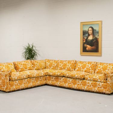 Floral Velvet Sectional Sofa