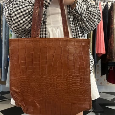 Bloomingdales Brown Faux Leather Bag