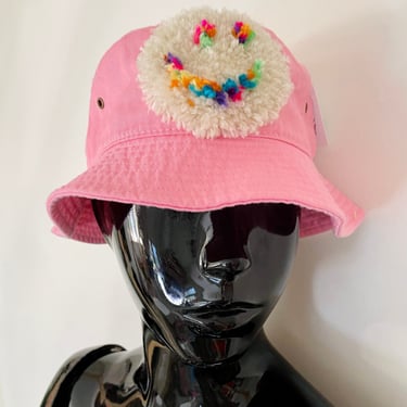 Pink Tufted Bucket Hat, Birthday Gift, Handmade 