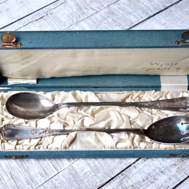 Antique Silver Plated Spoons Salad Serving Utensils Collection Serving Tools Diner Set Utensil 