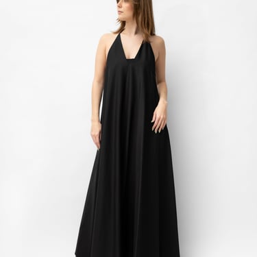 Racerback A-line Maxi Dress in AUBERGINE and BLACK