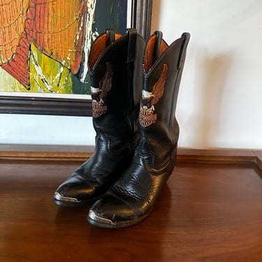 Vintage Vegan Harley Davidson Cowboy Boots Womens 9-9.5 