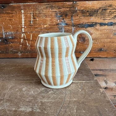 Mug - White and Orange Striped Accordian 