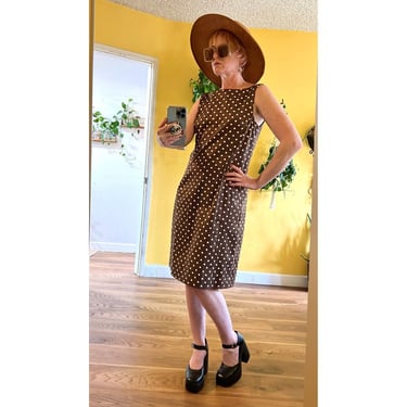 90s Brown Polka Dot Dress 1990s Clothing Pretty Woman Classic Vintage 