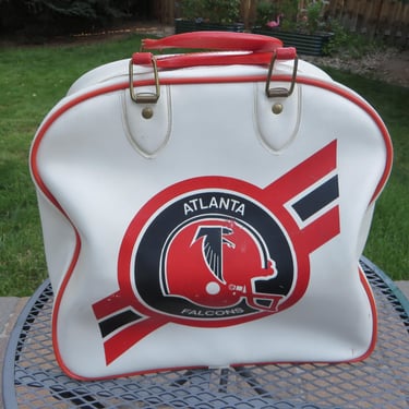 Vintage Atlanta Falcons Vinyl Bowling Bag - Atlanta Falcons White, Black and Red Vinyl Bowling Bag 