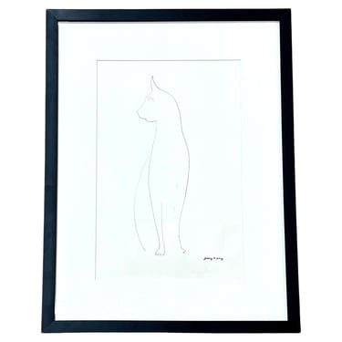 Minimalist Drawing of a Cat by Jerry O''Day
