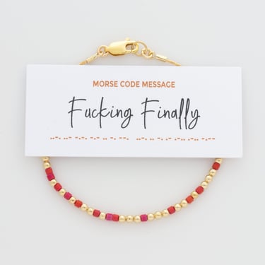 Funny Engagement Gift for Best Friend, F*cking Finally Morse Code Bracelet in 14k Gold Filled or Sterling Silver. 