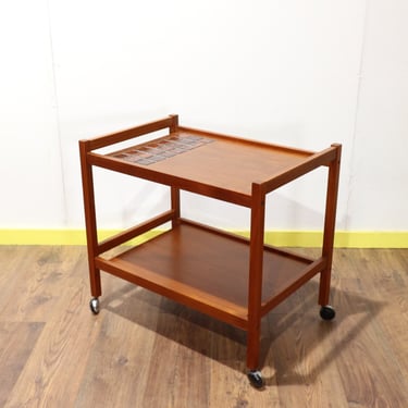 Mid Century Modern Drinks Trolley Bar Cart Danish Style Vintage Teak 