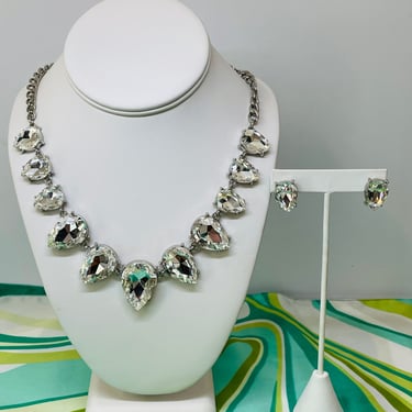 Pear Rhinestone Necklace and Earrings Set