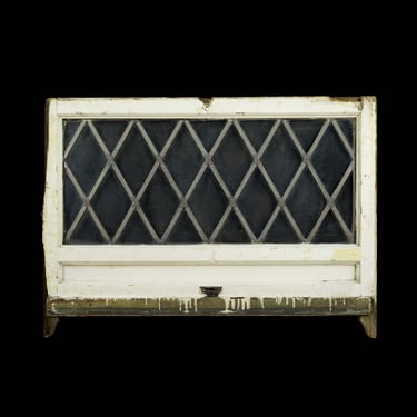 Antique Diamond Pattern Leaded Glass Pine Frame Transom Window