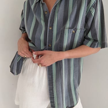 Vintage Faded Bold Striped Short Sleeve