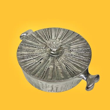 Vintage Don Drumm Casserole Retro 1960s Mid Century Modern + Silver Aluminum + Brutalist Style + Covered Dish + Cookware + MCM Kitchen Decor 