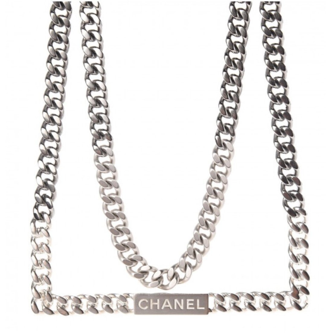 Vintage CHANEL ID Logo Letters Silver XL Large Thick Chain -  Israel