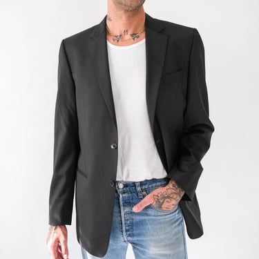 VALENTINO GARAVANI Black Wool Gabardine Two Button Blazer | 100% Wool Gabardine | Size 42R | Valentino Spa Designer Tailored Mens Sport Coat 
