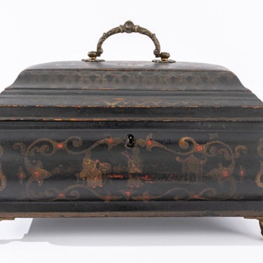 Baroque Style Japanned Tea Caddy, Late 19th Century