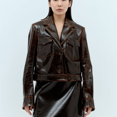 Sportmax Women Patent-Finish Wool Jacket