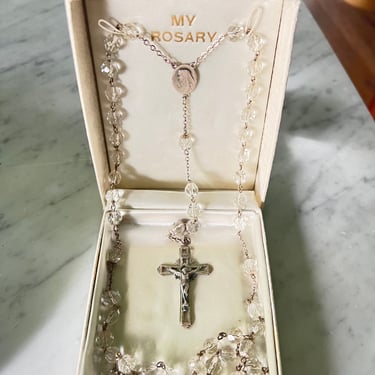Vintage Sterling & Crystal Rosary 