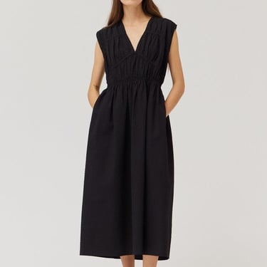 Grade & Gather - Seersucker Midi Dress - Black