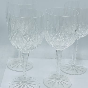 Vintage set of (4)  Matching Nachtmann Traube Etched Hock Wine Glass Goblets Bohemian -Clear 