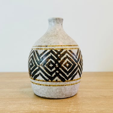 Vintage Pottery Craft Stoneware Geometric Design Ceramic Vase 