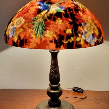 Handel Reverse Painted Flora & Bird Table Lamp 