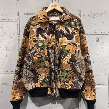 90s tree real tree leaf camouflage camo Fleece  Camo Jacket 