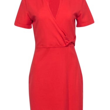 Derek Lam 10 Crosby - Orange Short Sleeve Knit Polo Wrap Mini Dress Sz M