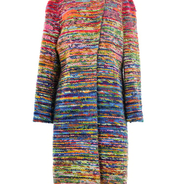 Christian Lacroix Snakeskin Trimmed Rainbow Tweed Coat