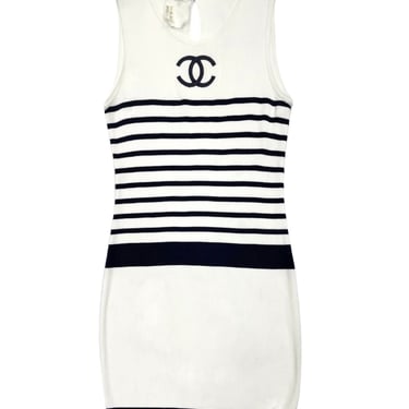 Chanel Stiped Jumbo Logo Dress
