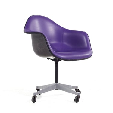 Eames for Herman Miller Mid Century Purple Padded Fiberglass Swivel Office Chair - mcm 