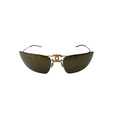 Chanel Olive Center Logo Folding Sunglasses