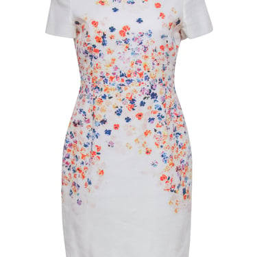L.K. Bennett - Ivory &amp; Multicolor Floral Cotton Dress Sz 10
