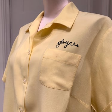 1950's- 60's Women's Bowling Shirt - Nat Nast Label - All Rayon - JOYCE on the front - U S C MAYWOOD on the back - Size Large - As Is 