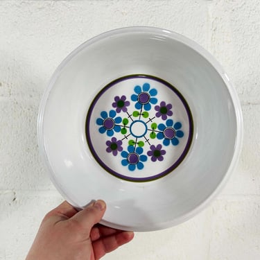 Vintage Mikasa Light 'N Lively Large Serving Bowl Dish Mid Century Blue Purple Green Dinner Party Holidays 1960s Flower Power 