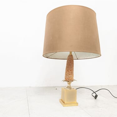 Vintage french corn table lamp, 1970s - brass corn table lamp - hollywood regency table lamp - mid century modern table lamp 