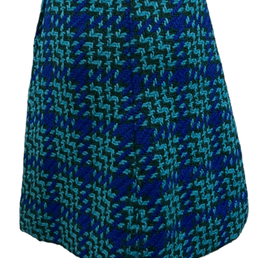 Bonnie Cashin 60s Blue Wool Bold Plaid skirt