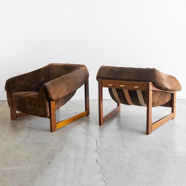 Ultra-Rare Vintage Percival Lafer MP-79 Lounge Chairs Brazilian Rosewood & Original Suede | Circa 1960 