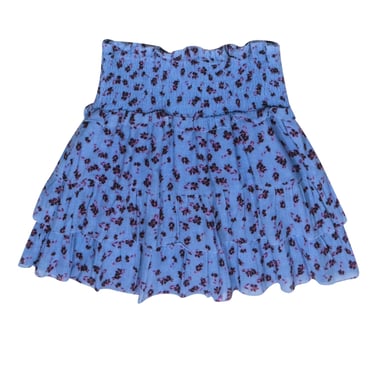 Parker - Blue Floral Print Tiered Mini Skirt Sz S