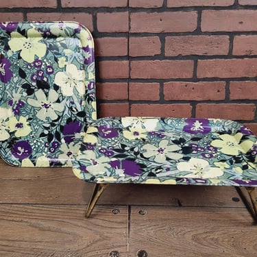 1 Vintage Green/Blue, Purple and Yellow All Purpose Vintage Flower Lap TV Folding Tray 