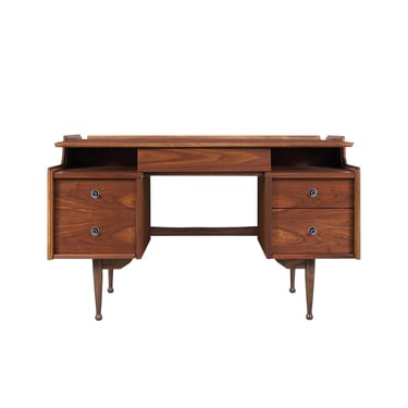 Mid Century Modern Walnut "Mainline" Desk by Hooker