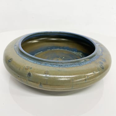 1970s Zanesville Pottery Modern Art Small Bowl Speckled Blue Tie Dye Ohio 