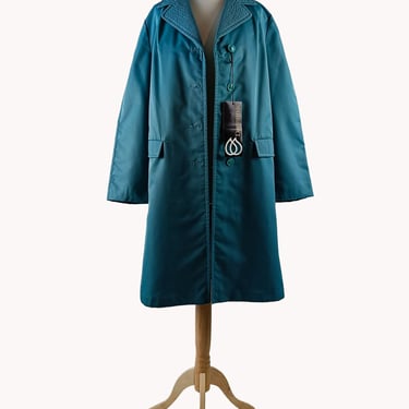 Dannimac 1960s Turquoise Blue Duster Coat British Vintage Size S/M 