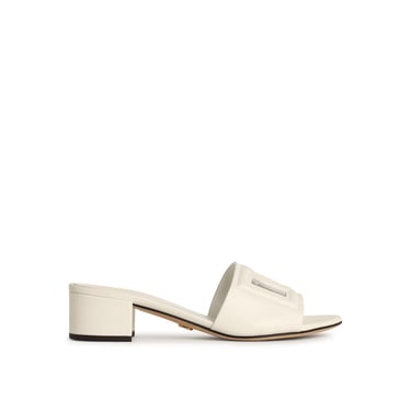 Dolce & Gabbana White Leather Slippers Women