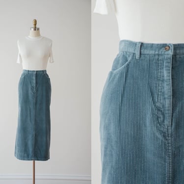 green corduroy skirt | 90s vintage Orvis duck egg green blue dark academia soft cotton long pencil midi skirt 