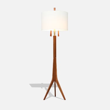 Danish Modern Sculpted Teak Tripod Floor Lamp