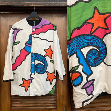 Vintage 1980’s Artwork Mod Style Peter Max Influenced Jacket, 80’s New Wave, Vintage Lounge Jacket, Vintage Clothing 