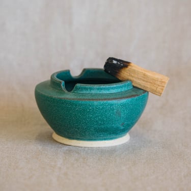 Handmade Ceramic Ashtray | Satin Turquoise Glaze | Palo Santo Dish | Jewelry Bowl | Boho | Modern Pottery | Aquamarine Teal Blue Green 