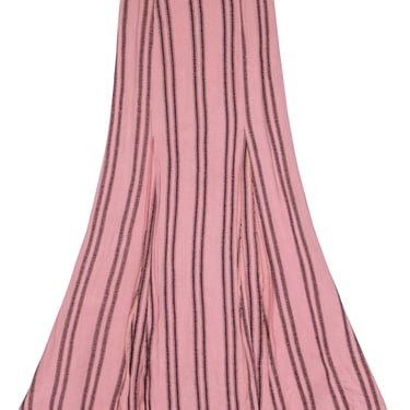 Reformation - Rose Pink “M” Slit Skirt w/ Black Stripes Sz XS