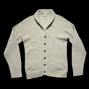 Vintage 1950s/1960s BOND FIFTH AVENUE Wool Shawl Collar Cardigan ~ S ~ Knit Sweater ~ Loop Collar ~ Curling Coat 