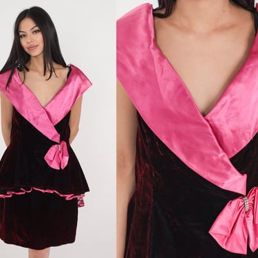 Velvet Party Dress 90s Dark Red Pink Mini | Shop Exile - Tucson, AZ | ATTIC